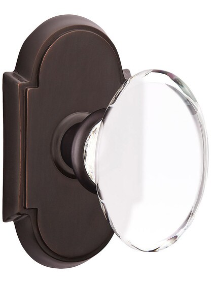 Arched Rosette Door Set With Hampton Crystal Knobs in Oil Rubbed Bronze.